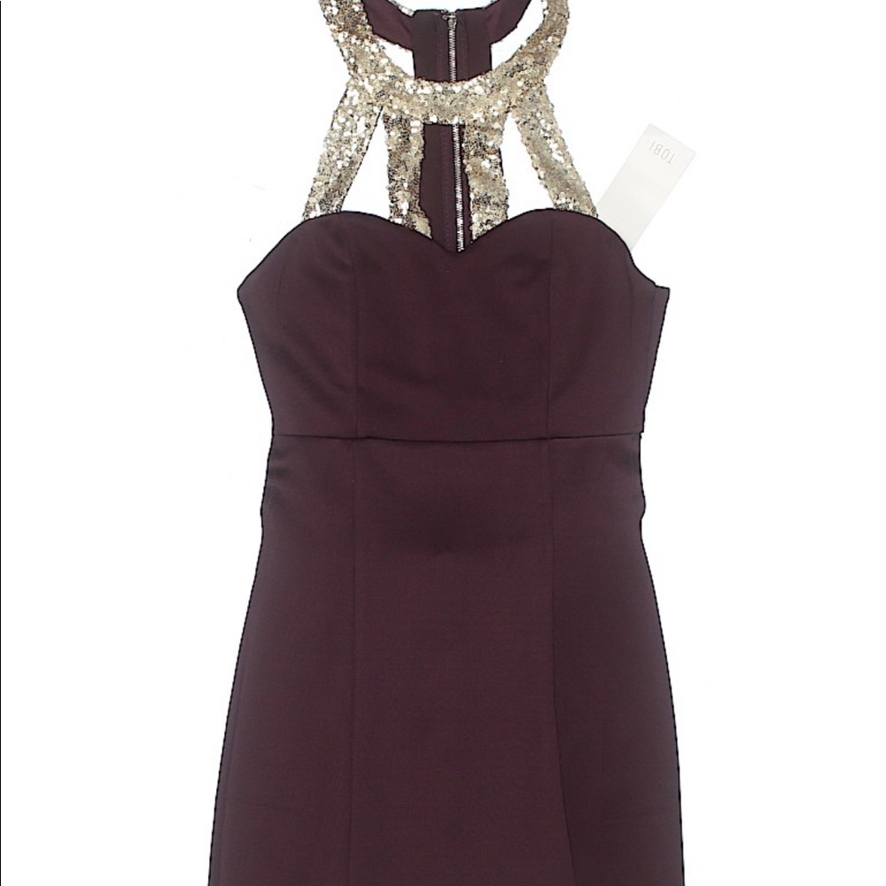 Tobi burgundy gold sequin mini dress xs nwt
